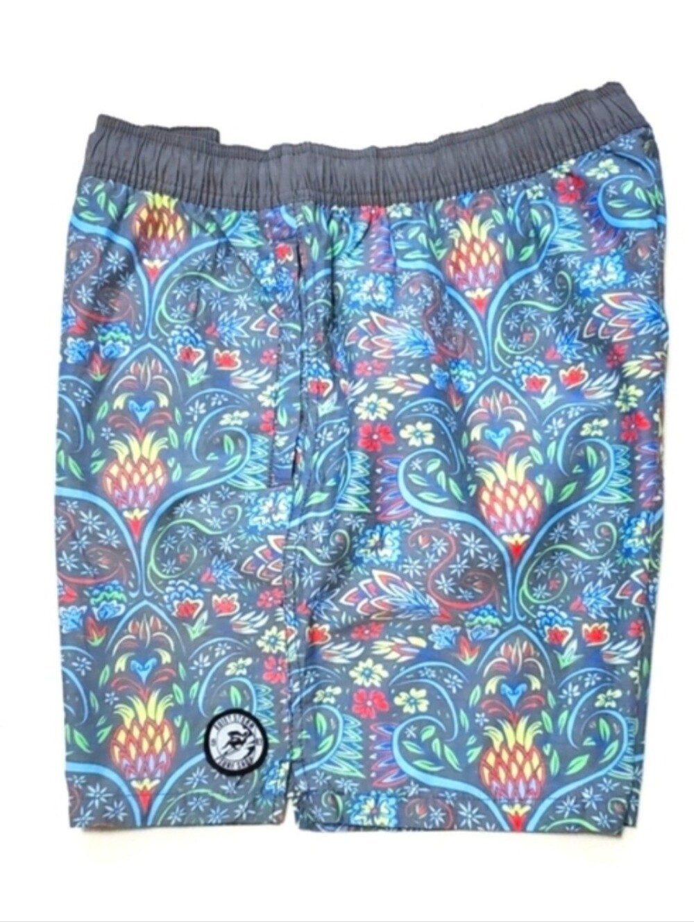 Quiet Storm 6" Swim Trunks Board Shorts Blue Tropical Print XLarge